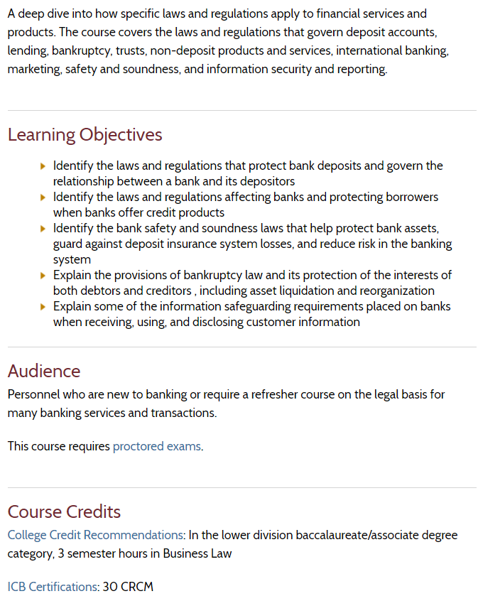 ABA Law and Banking: Applications