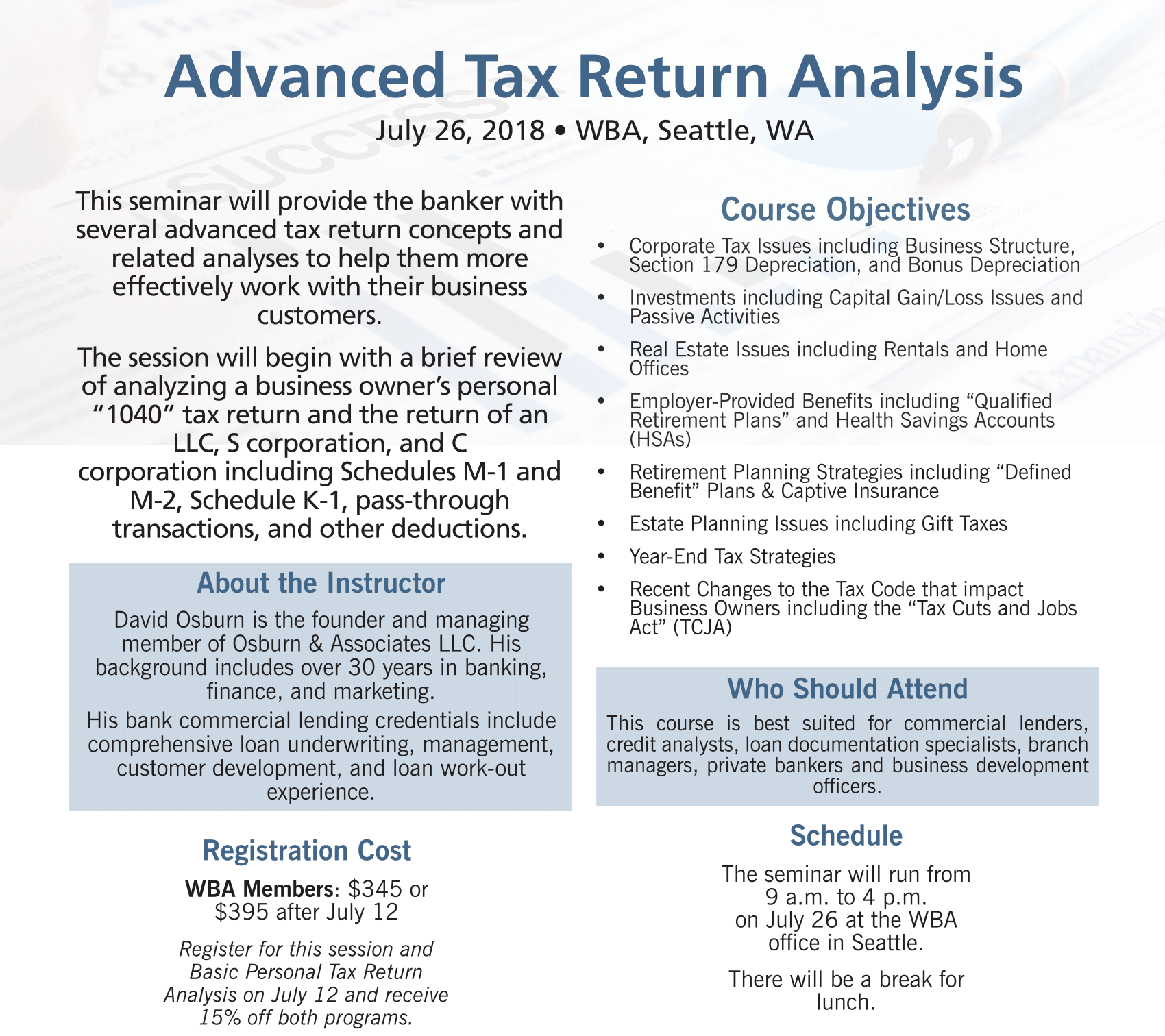 Advanced Tax Return Analysis - WBA